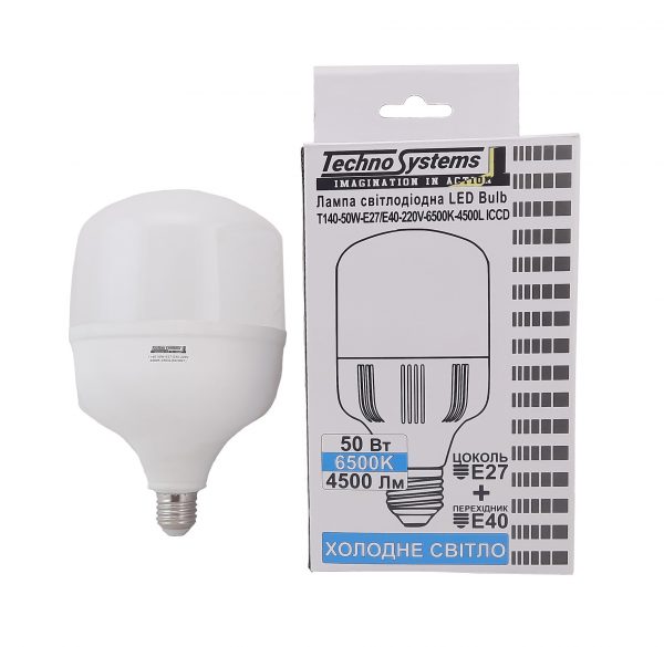 Лампа світлодіодна LED Bulb-T140-50W-E27-E40-220V-6500K-5250L GOLDEN TNSy