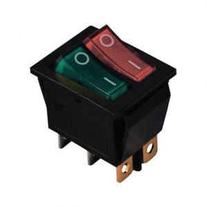 KCD2-2101N G+R/B 220V Переключатель 2 клав. зеленый + красный с подсветкой TNSy