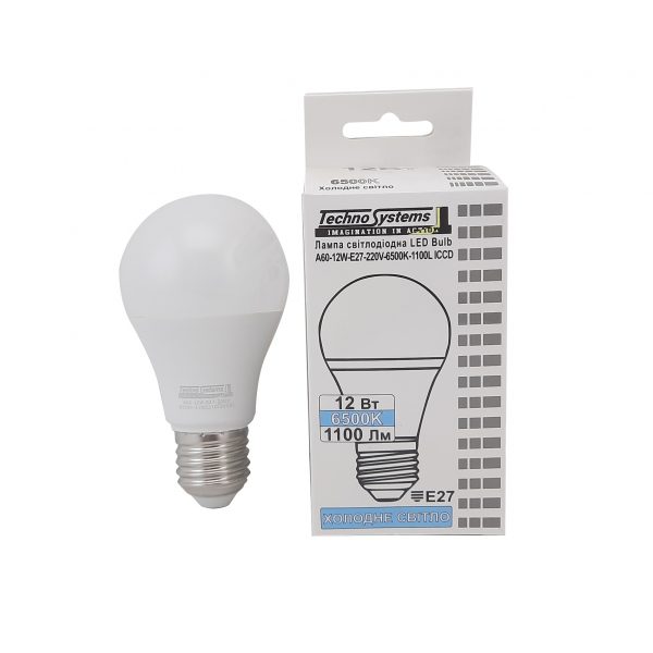 Лампа светодиодная LED Bulb-A60-12W-E27-220V-6500K-1100L ICCD (шар) TNSy