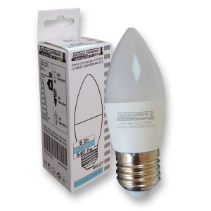 Лампа светодиодная LED Bulb-C37-6W-E27-220V-6500K-540L ICCD (свеча) TNSy