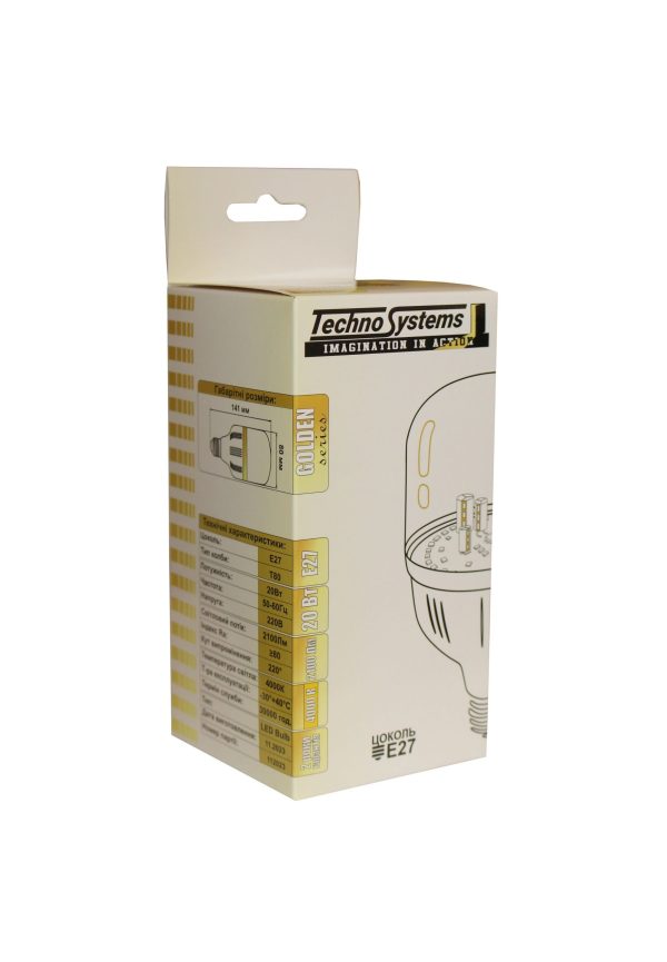 Лампа світлодіодна LED Bulb-T80-20W-E27-220V-4000K-2100L GOLDEN TNSy