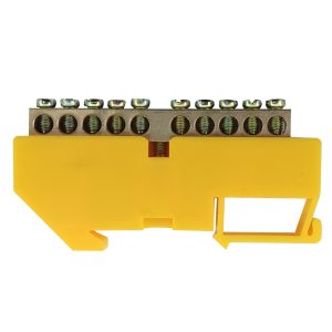Шина ізольована «N/PE» на DIN-рейку ШЛІ6х9-10 жовта TNSy