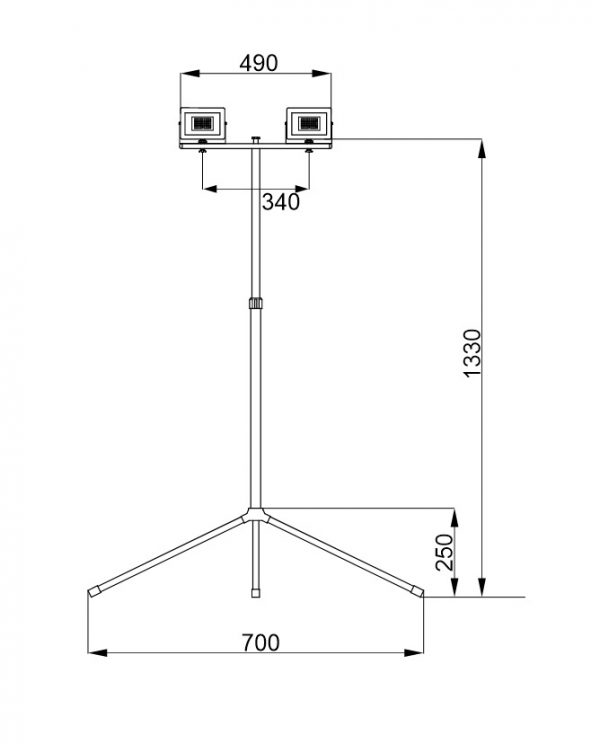 Стійка металева для прожекторів СМП2-50-133 жовта TNSy
