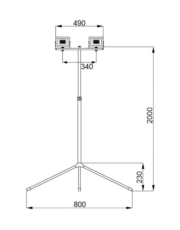 Стійка металева для прожекторів СМП2-50-200 жовта TNSy