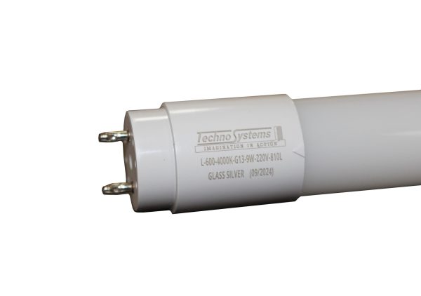 Лампа світлодіодна трубчаcта LED L-600-5000K-G13-9w-220V-810L GLASS SILVER TNSy