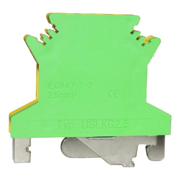 Клемма “PE” КНГз-UK-USLKG-2.5 34А, 0,2-2,5мм2, винтовая, желто-зеленая, наборная на DIN-рейку, без маркера TNSy