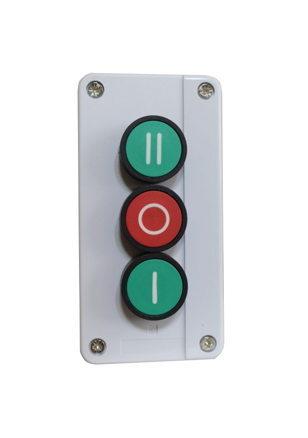 Пост кнопковий ХВ2-В313 “ПУСК-СТОП-ПУСК” 1NO+1NC+1NO зелена, червона, чорна “I-0-II” TNSy