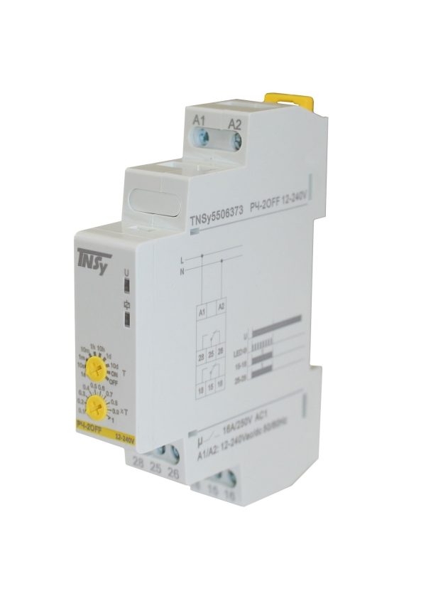 Реле часу РЧ-2OFF 12-240V AC/DC (2C/Ox16A_AC1) 0,1с-10днів. затримка вимикання TNSy