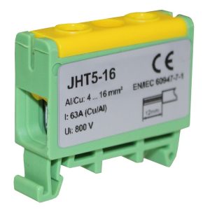 Клема силова СКНГз-JHT5-16 4-16мм2 63А “PE” жовто-зелена TNSy