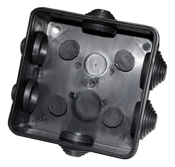 Розподільча коробка 100*100*50N IP55 PP RAL9005 6 вводів чорна TNSy