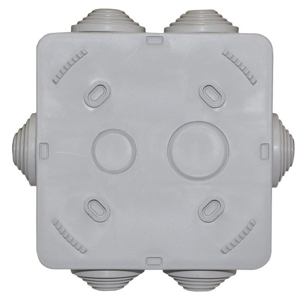 Розподільча коробка 100*100*50N IP55 PP RAL9035 6 вводів сіра TNSy