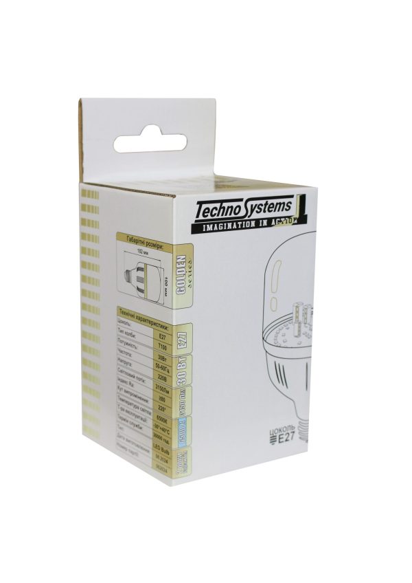 Лампа світлодіодна LED Bulb-T100-30W-E27-220V-6500K-3150L GOLDEN TNSy