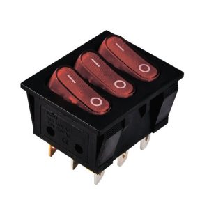 KCD2-3101N R+R+R/B 220V Переключатель 3 клав. красный с подсветкой TNSy