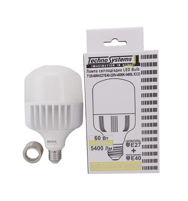 Лампа светодиодная LED Bulb T120-60W-E27/E40-220V-4000K-5400L ICCD TNSy