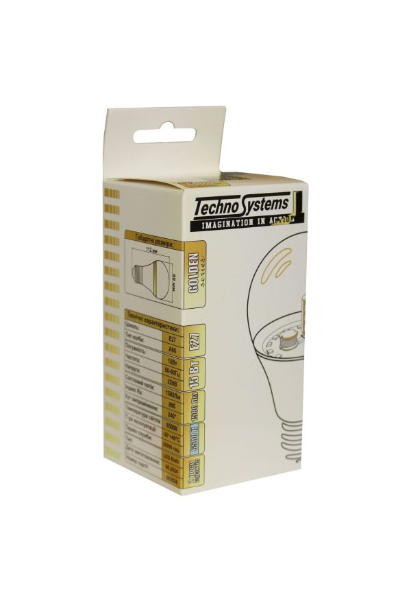 Лампа світлодіодна LED Bulb-A60-15W-E27-220V-6500K-1580 GOLDEN TNSy