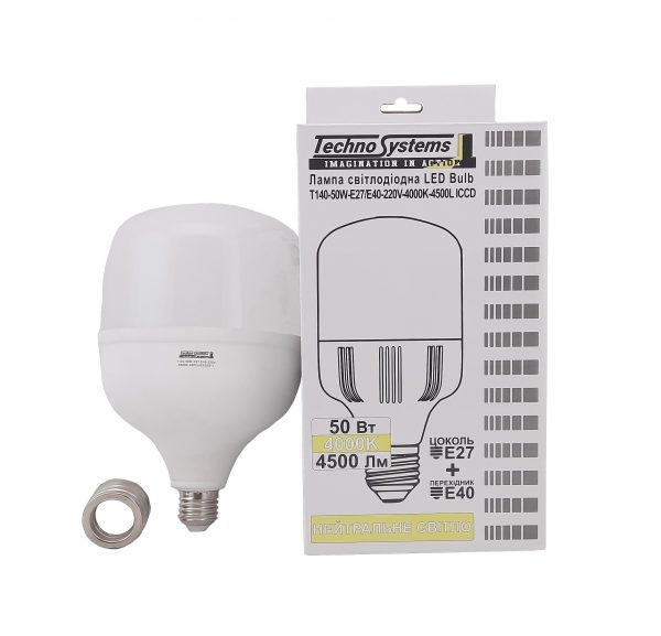 Лампа светодиодная LED Bulb-T140-50W-E27-E40-220V-4000K-4500L ICCD TNSy