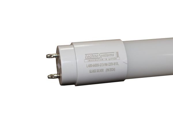 Лампа світлодіодна трубчаcта LED L-600-6400K-G13-9w-220V-810L GLASS SILVER TNSy