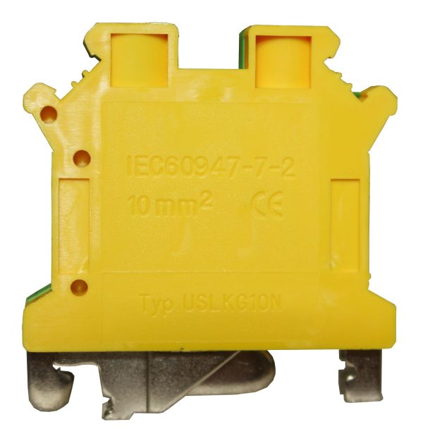 Клемма «PE» КНГз-UK-USLKG-10 61А, 0,5-10мм2, винтовая, желто-зеленая, наборная на DIN-рейку, без маркера TNSy